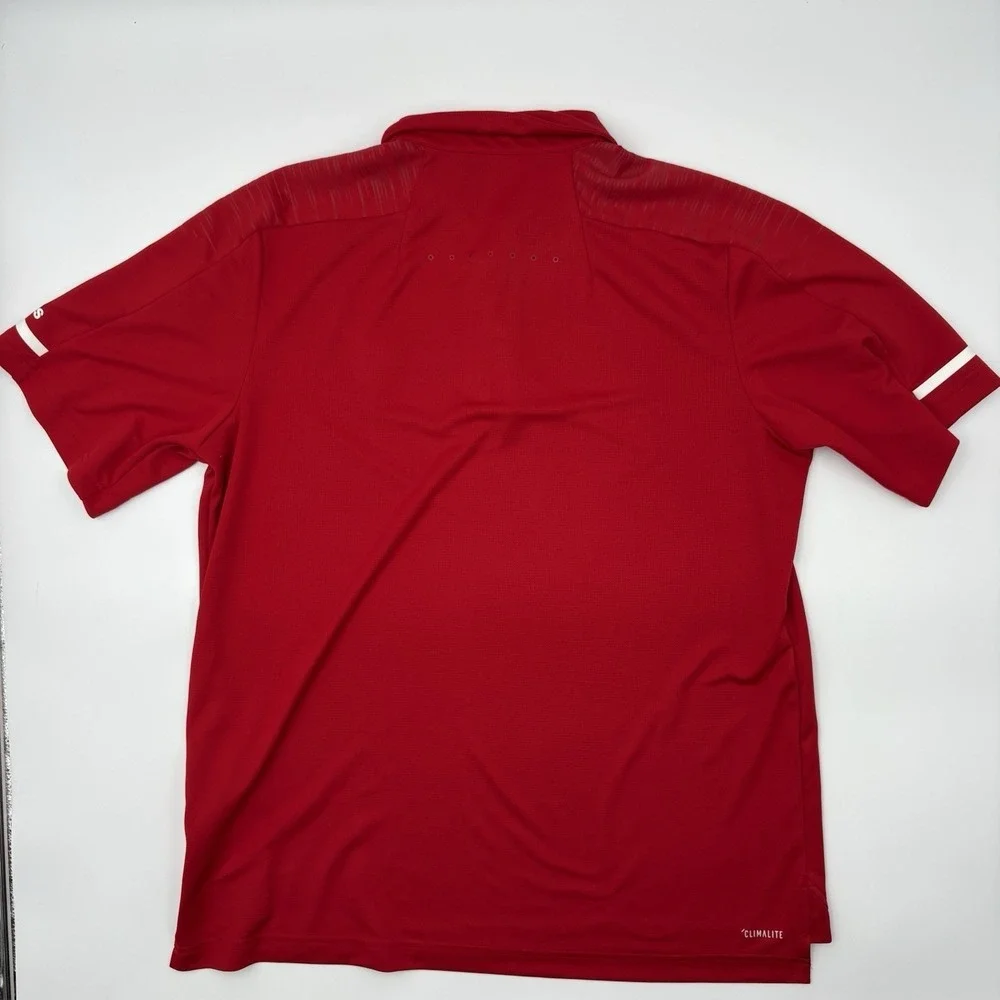 Adidas NC State Wolfpack Men L Polo Shirt Red Climalite Tuffy Mascot Golf NCAA